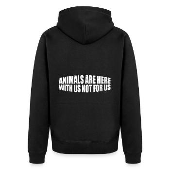 Animals Are Here With Us Not For Us 4 - Unisex Premium Bio Zip Hoodie - Schwarz - Hinten - Nico (187cm)