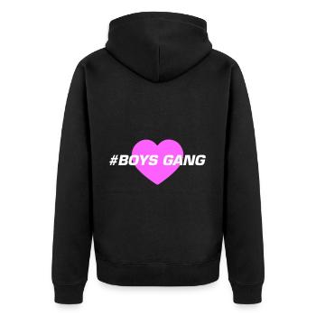 Boys Gang Herz Liebe - Unisex Premium Bio Zip Hoodie - Schwarz - Hinten - Nico (187cm)