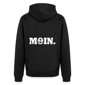 Moin - Unisex Premium Organic Zip Hoodie - black - Back - Nico (187cm)