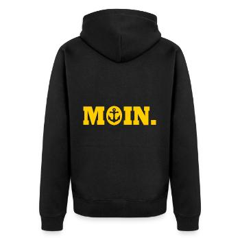 Moin - Unisex Premium Organic Zip Hoodie - black - Back - Nico (187cm)