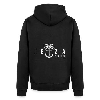 Ibiza Crew Anker Palme Urlaub - Unisex Premium Bio Zip Hoodie - Schwarz - Hinten - Nico (187cm)