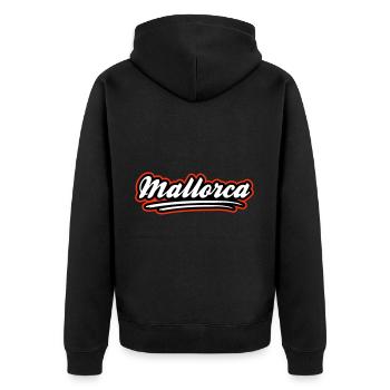 Mallorca Stylisch - Unisex Premium Bio Zip Hoodie - Schwarz - Hinten - Nico (187cm)