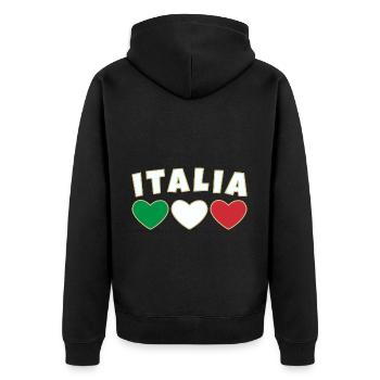 Italie, Drapeau italien, 3 cœurs, Italie - Veste à capuche bio Premium Unisexe - noir - Dos - Nico (187cm)