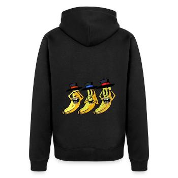 Banane lustig witzig spaßig Bananen Obst Frucht - Unisex Premium Bio Zip Hoodie - Schwarz - Hinten - Nico (187cm)
