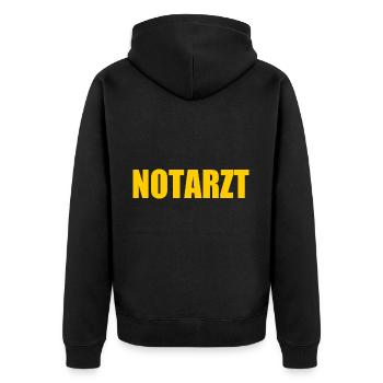 Notarzt - Unisex Premium Bio Zip Hoodie - Schwarz - Hinten - Nico (187cm)