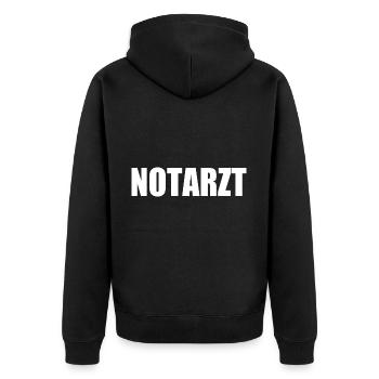 Notarzt - Unisex Premium Bio Zip Hoodie - Schwarz - Hinten - Nico (187cm)