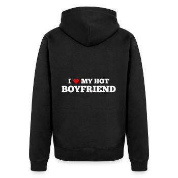 I love my hot friend - Unisex Premium Organic Zip Hoodie - black - Back - Nico (187cm)