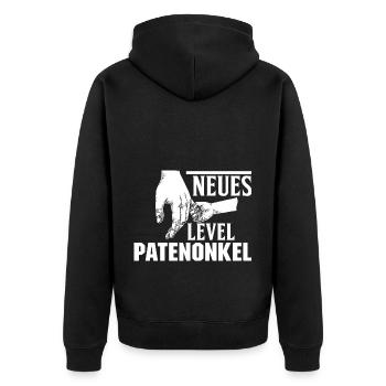 Neues Level Patenonkel Taufpate - Unisex Premium Bio Zip Hoodie - Schwarz - Hinten - Nico (187cm)