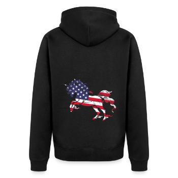 American Unicorn Women Girls 4 juillet - Veste à capuche bio Premium Unisexe - noir - Dos - Nico (187cm)