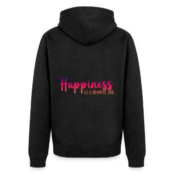 Happiness Is A Remote Job 3 - Unisex Premium Bio Zip Hoodie - Schwarz - Hinten - Nico (187cm)
