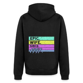 25th Wedding Anniversary Couple Design 25 Years of Marriage - Unisex Premium Organic Zip Hoodie - black - Back - Nico (187cm)