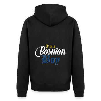 Bosnien Bosnier Junge Spruch Geschenk - Unisex Premium Bio Zip Hoodie - Schwarz - Hinten - Nico (187cm)