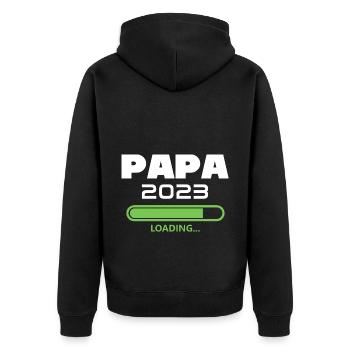 Papa 2023 Loading future dad 2023 - Unisex Premium Organic Zip Hoodie - black - Back - Nico (187cm)