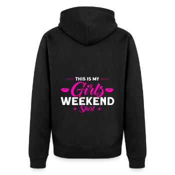 Trauzeugin Mädelsabend Party Damen Geschenk - Unisex Premium Bio Zip Hoodie - Schwarz - Hinten - Nico (187cm)