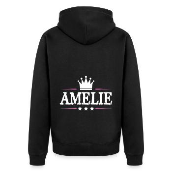 Amelie - Unisex Premium Bio Zip Hoodie - Schwarz - Hinten - Nico (187cm)