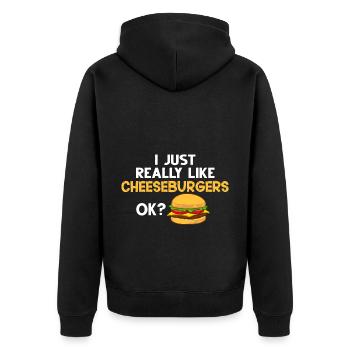 Cheeseburger Cheese Sandwich Hamburger - Unisex Premium Organic Zip Hoodie - black - Back - Nico (187cm)