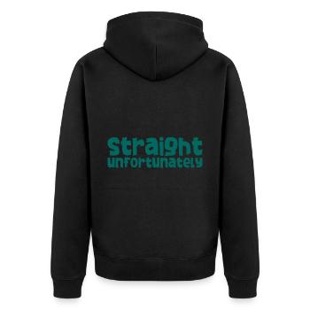 Straight Unfortunately 2 - Unisex Premium Organic Zip Hoodie - black - Back - Nico (187cm)
