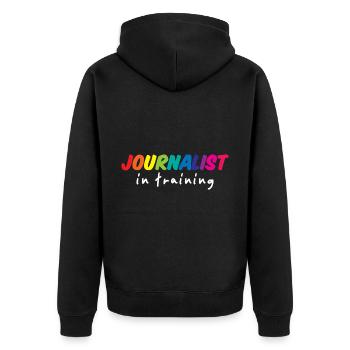 Journaliste en formation 4 - Veste à capuche bio Premium Unisexe - noir - Dos - Nico (187cm)