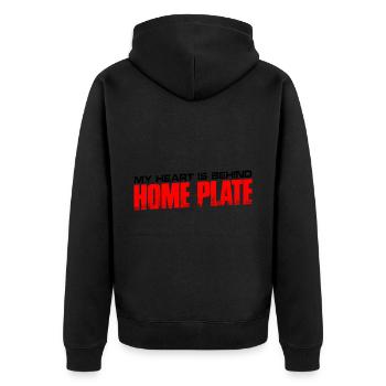 Mon cœur est derrière la maison Planche 4 - Veste à capuche bio Premium Unisexe - noir - Dos - Nico (187cm)