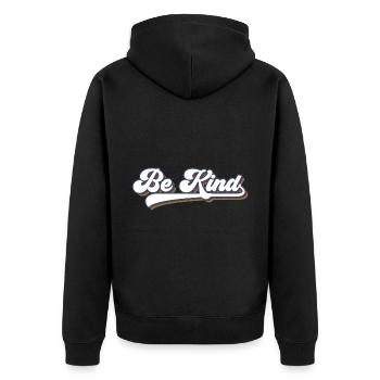 Be Kind LGBT Regenbogen - Unisex Premium Bio Zip Hoodie - Schwarz - Hinten - Nico (187cm)