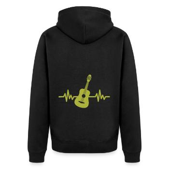 Herzschlag Gitarre - Rock 'n' Roll Punk Band Metal - Unisex Premium Bio Zip Hoodie - Schwarz - Hinten - Nico (187cm)