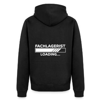 Fachlagerist Spruch Lustiges Fachlagerist Geschenk - Unisex Premium Bio Zip Hoodie - Schwarz - Hinten - Nico (187cm)