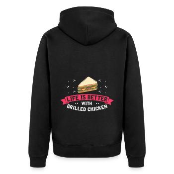 Nourriture Love Sandwich Baguette Fromage - Veste à capuche bio Premium Unisexe - noir - Dos - Nico (187cm)
