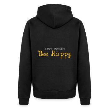 Don't Worry Bee Happy 27 - Unisex Premium Organic Zip Hoodie - black - Back - Nico (187cm)
