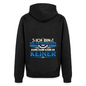 Solartechniker wenn ich es nicht kann - Unisex Premium Bio Zip Hoodie - Schwarz - Hinten - Nico (187cm)