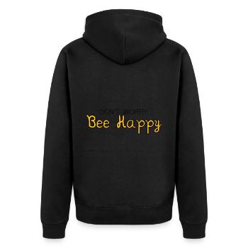 Don't Worry Bee Happy 27 - Unisex Premium Organic Zip Hoodie - black - Back - Nico (187cm)