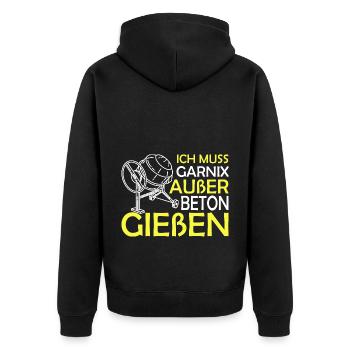 Ich muss garnix Beton gießen Betonbauer - Unisex Premium Bio Zip Hoodie - Schwarz - Hinten - Nico (187cm)
