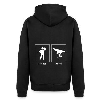 Ton fils - Mon fils - Course à voile - Veste à capuche bio Premium Unisexe - noir - Dos - Nico (187cm)
