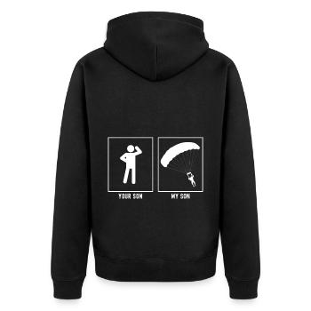 Your Son - My Son - Paragliding - Unisex Premium Organic Zip Hoodie - black - Back - Nico (187cm)