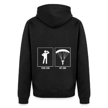 Your son - My son - Paragliding from before - Unisex Premium Organic Zip Hoodie - black - Back - Nico (187cm)