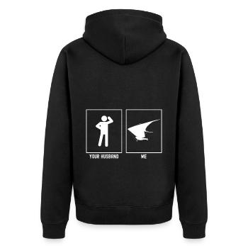 Ton mari - Moi - Ciel glissant vers la gauche - Veste à capuche bio Premium Unisexe - noir - Dos - Nico (187cm)