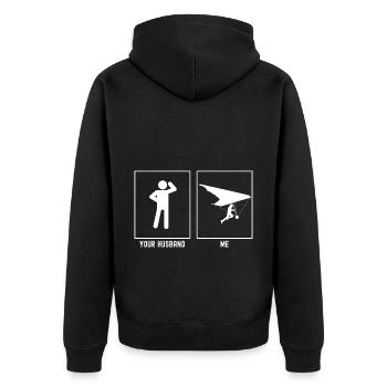 Son mari - Moi - planant suspendu - Veste à capuche bio Premium Unisexe - noir - Dos - Nico (187cm)