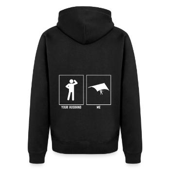 Ton mari - Moi - Parapente - Veste à capuche bio Premium Unisexe - noir - Dos - Nico (187cm)
