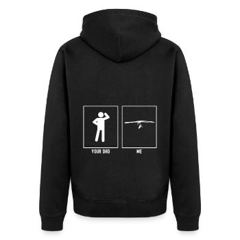 Dein Vater - Ich - Erwachsener Mann Himmelsgleiten - Unisex Premium Bio Zip Hoodie - Schwarz - Hinten - Nico (187cm)