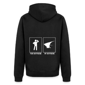 Dein Freund - Mein Freund - Segelfliegen Links - Unisex Premium Bio Zip Hoodie - Schwarz - Hinten - Nico (187cm)