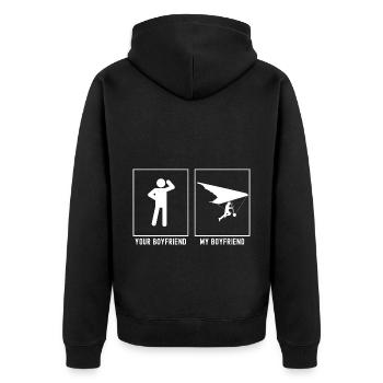 Your Friend - My Friend - Gliding Activity - Unisex Premium Organic Zip Hoodie - black - Back - Nico (187cm)