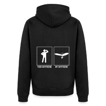 Dein Freund - Mein Freund - Segelflugaktivität - Unisex Premium Bio Zip Hoodie - Schwarz - Hinten - Nico (187cm)