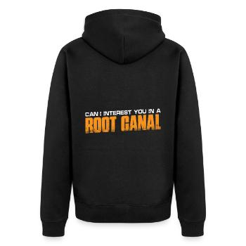 Can I Interest You In A Root Canal 4 - Unisex Premium Bio Zip Hoodie - Schwarz - Hinten - Nico (187cm)