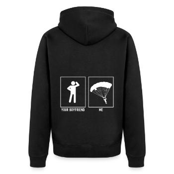 Dein Freund - Ich - Gleitschirmfliegen Landung Vek - Unisex Premium Bio Zip Hoodie - Schwarz - Hinten - Nico (187cm)