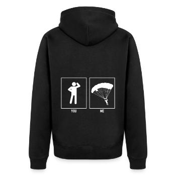 Du - Ich - Gleitschirmfliegen Links Vektor - Unisex Premium Bio Zip Hoodie - Schwarz - Hinten - Nico (187cm)