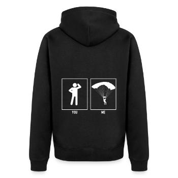 Du - Ich - Gleitschirmfliegen Frontansicht Vektor - Unisex Premium Bio Zip Hoodie - Schwarz - Hinten - Nico (187cm)