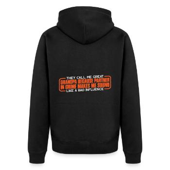 Grandpa because Partner in Crime Makes Me Bad 4 - Unisex Premium Organic Zip Hoodie - black - Back - Nico (187cm)