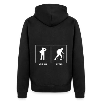 Ton père - Mon père - Randonnée difficile - Veste à capuche bio Premium Unisexe - noir - Dos - Nico (187cm)