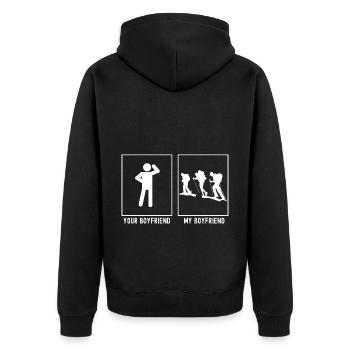 Votre ami - Mon ami - Groupe errant - Veste à capuche bio Premium Unisexe - noir - Dos - Nico (187cm)