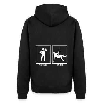 Ton père - Mon père - Alpinisme - Veste à capuche bio Premium Unisexe - noir - Dos - Nico (187cm)