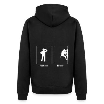 Dein Vater - Mein Vater - Klettern Schwierig - Unisex Premium Bio Zip Hoodie - Schwarz - Hinten - Nico (187cm)